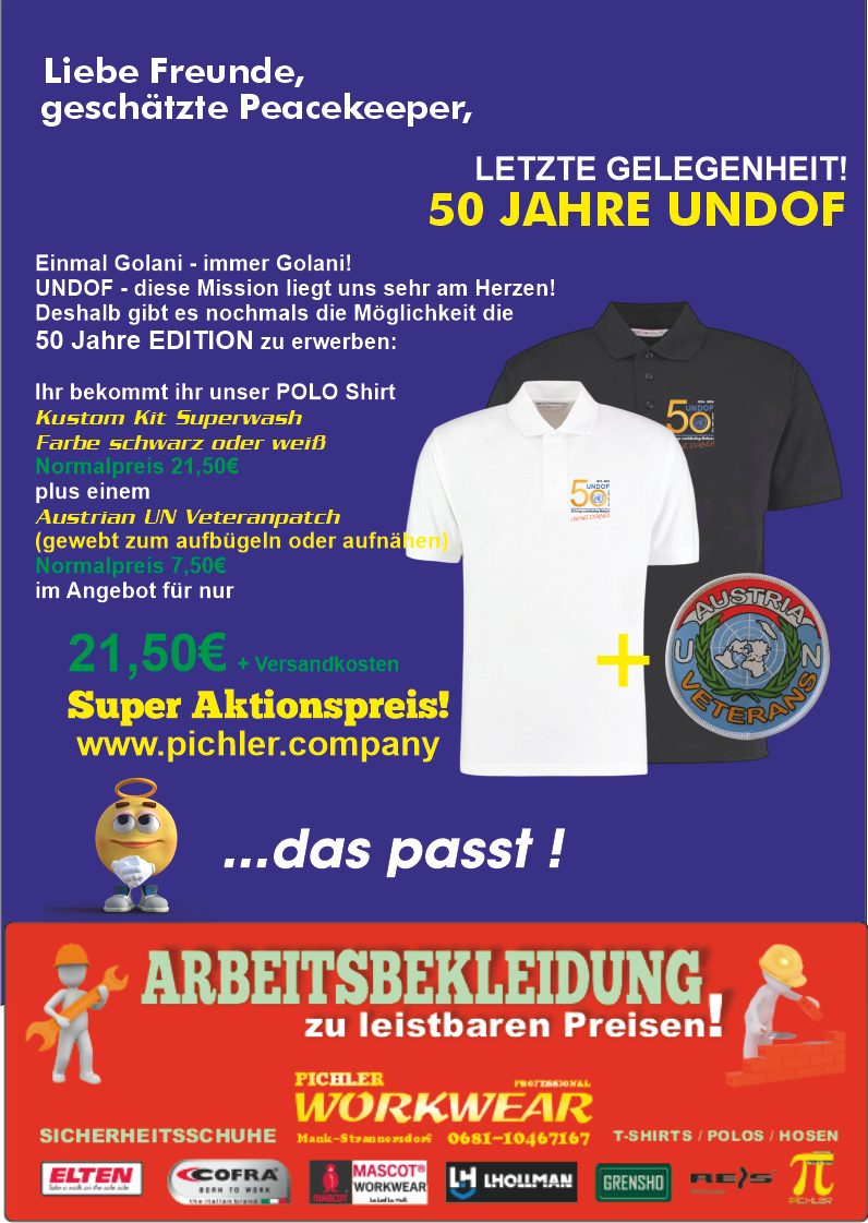 (Bild für) Aktions-Set 50-Jahre UNDOF Polo-Shirt plus UN-Veterans-Patch